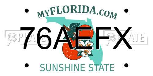 76AEFX Florida License Plate