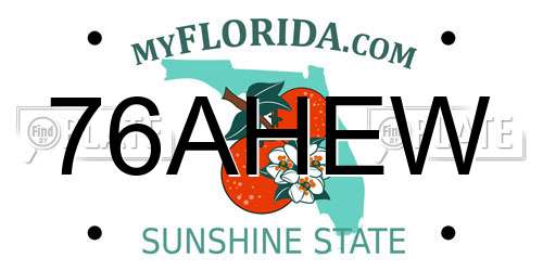76AHEW Florida License Plate