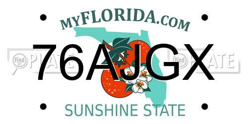 76AJGX Florida License Plate