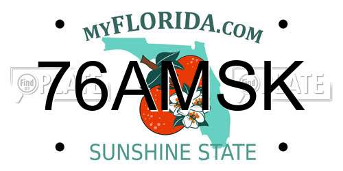 76AMSK Florida License Plate