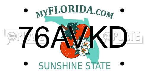 76AVKD Florida License Plate