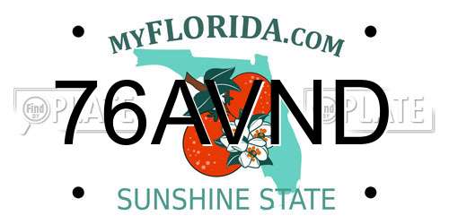 76AVND Florida License Plate