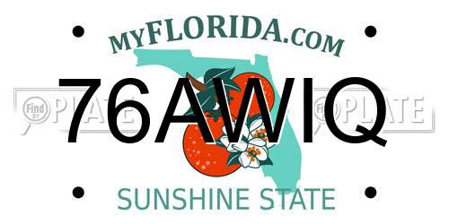 76AWIQ Florida License Plate
