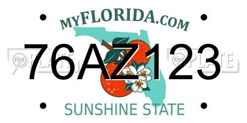 76AZ123 Florida License Plate