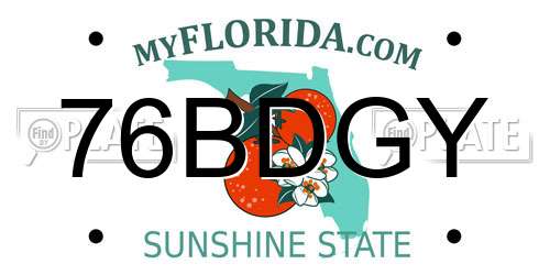 76BDGY Florida License Plate