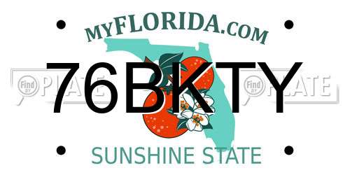 76BKTY Florida License Plate
