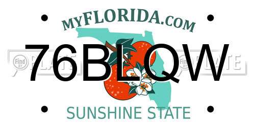 76BLQW Florida License Plate