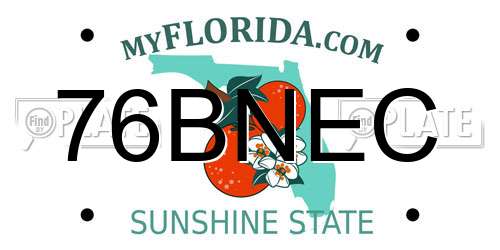 76BNEC Florida License Plate