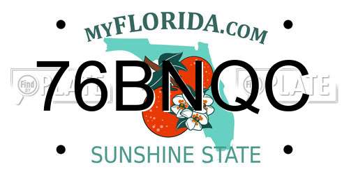 76BNQC Florida License Plate