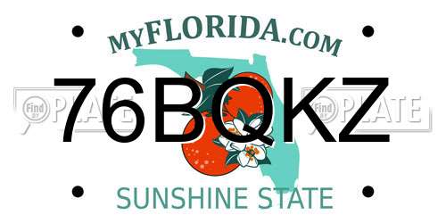 76BQKZ Florida License Plate