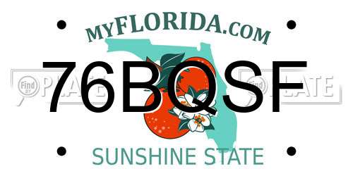76BQSF Florida License Plate