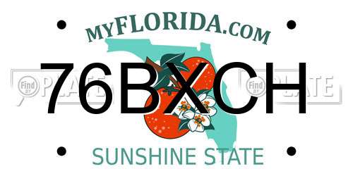 76BXCH Florida License Plate