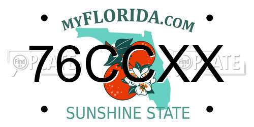 76CCXX Florida License Plate