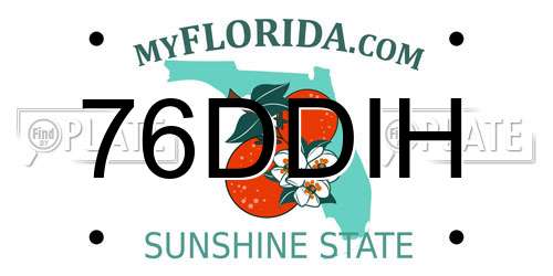 76DDIH Florida License Plate