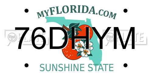 76DHYM Florida License Plate