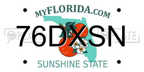 76DXSN Florida License Plate