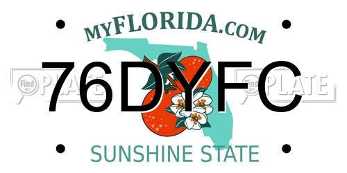 76DYFC Florida License Plate