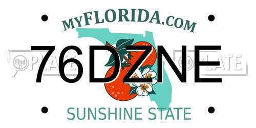 76DZNE Florida License Plate