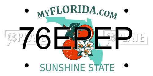 76EPEP Florida License Plate