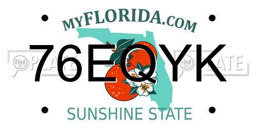76EQYK Florida License Plate
