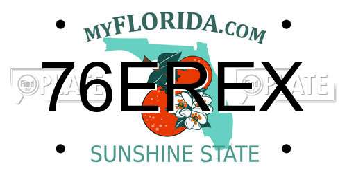 76EREX Florida License Plate