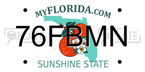 76FBMN Florida License Plate