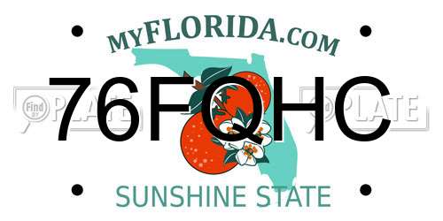 76FQHC Florida License Plate