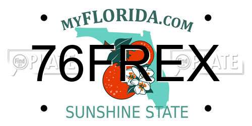 76FREX Florida License Plate