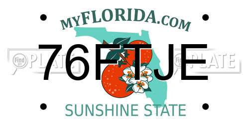 76FTJE Florida License Plate