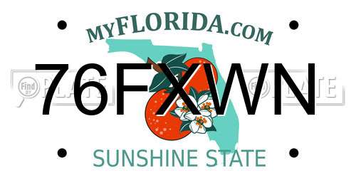 76FXWN Florida License Plate