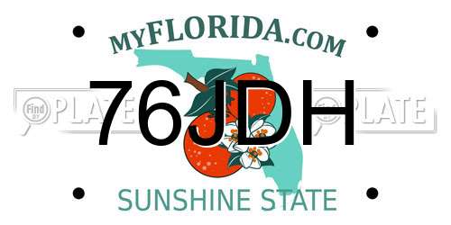 76JDH Florida License Plate