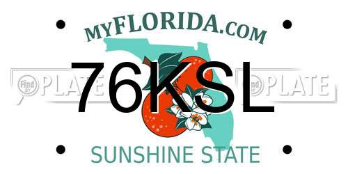 76KSL Florida License Plate