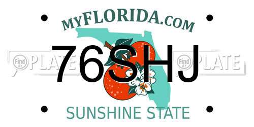 76SHJ Florida License Plate