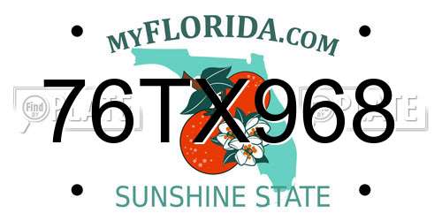 76TX968 Florida License Plate