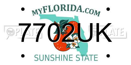 7702UK Florida License Plate