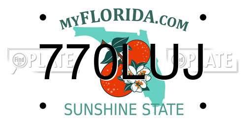 770LUJ Florida License Plate