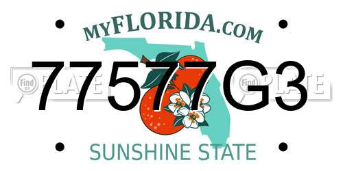 77577G3 Florida License Plate