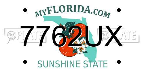 7762UX Florida License Plate