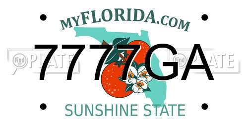 7777GA Florida License Plate