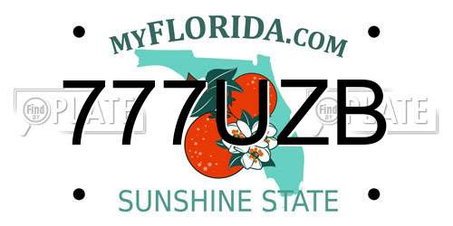 777UZB Florida License Plate