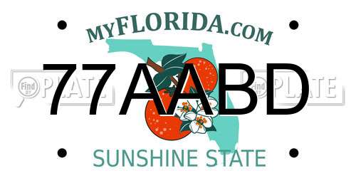 77AABD Florida License Plate
