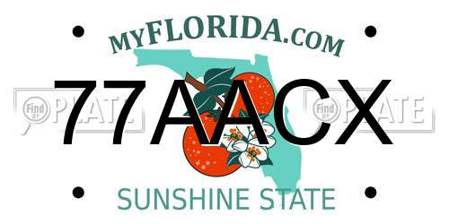 77AACX Florida License Plate