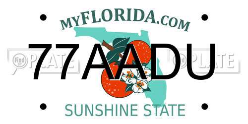 77AADU Florida License Plate