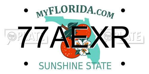 77AEXR Florida License Plate