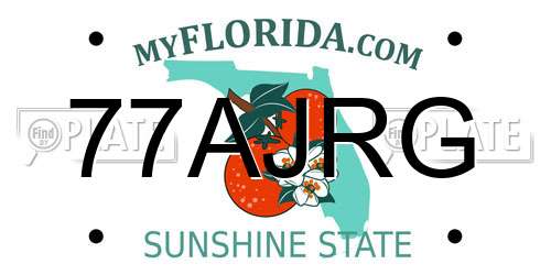 77AJRG Florida License Plate