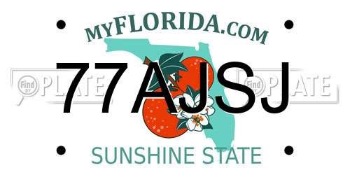 77AJSJ Florida License Plate