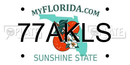 77AKLS Florida License Plate