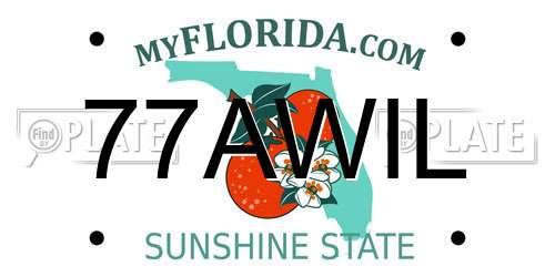 77AWIL Florida License Plate
