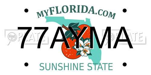 77AYMA Florida License Plate