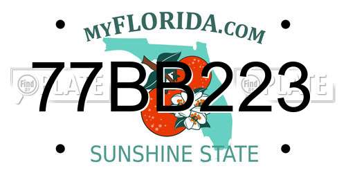 77BB223 Florida License Plate